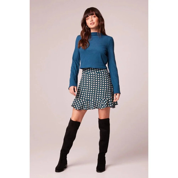 Band of Free Geometric Patterned Flared Mini Skirt Size Small - Picture 1 of 9